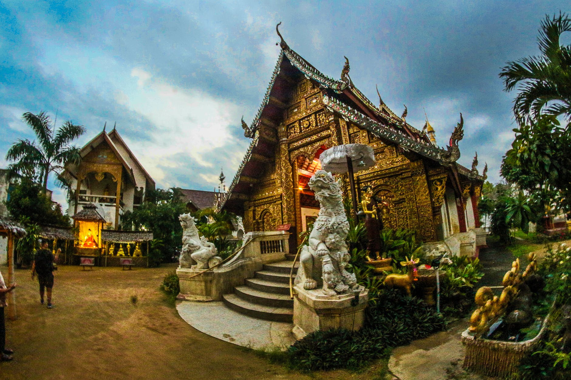 temple with two statues on entrance