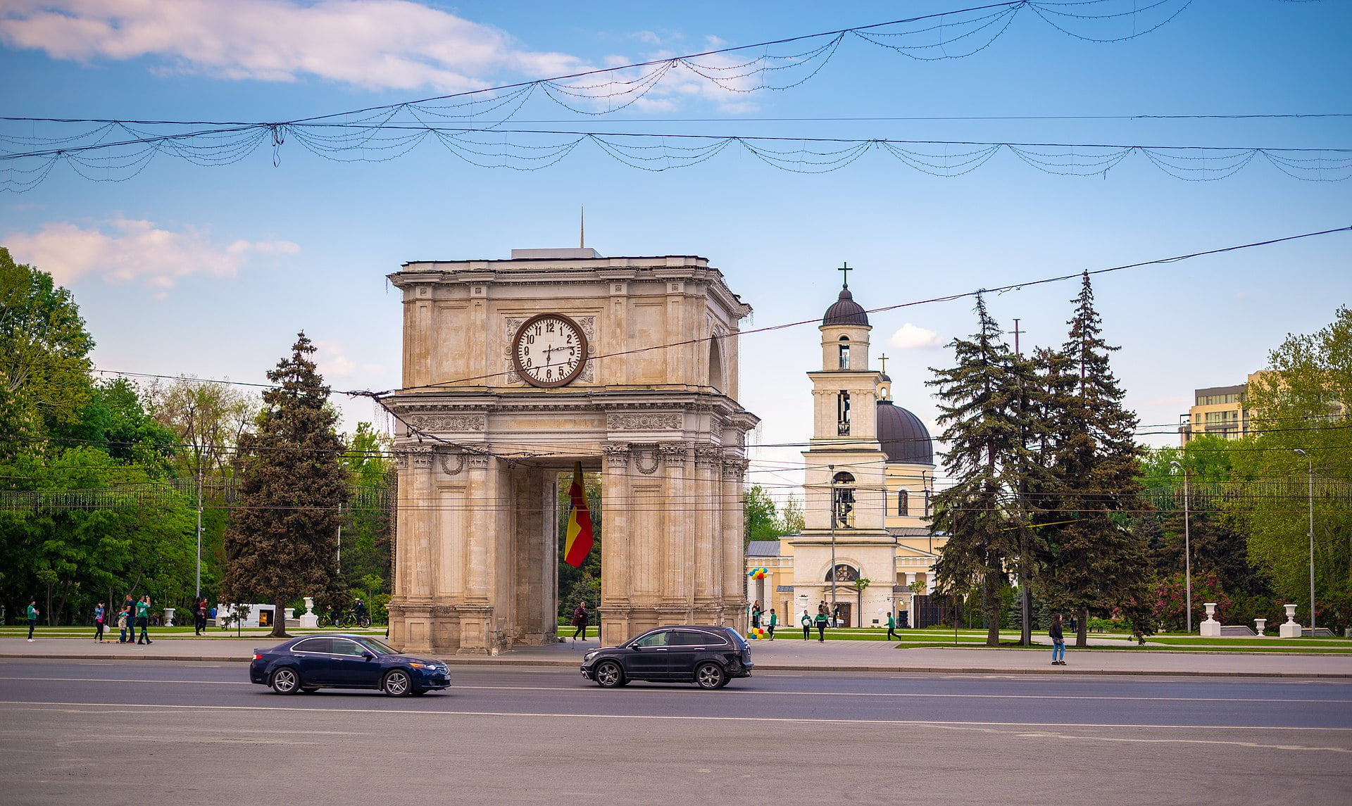 The Triumphal Arch. Famous place in Chisinau city, Moldova,2019