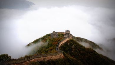 aerial photography of great wall of china