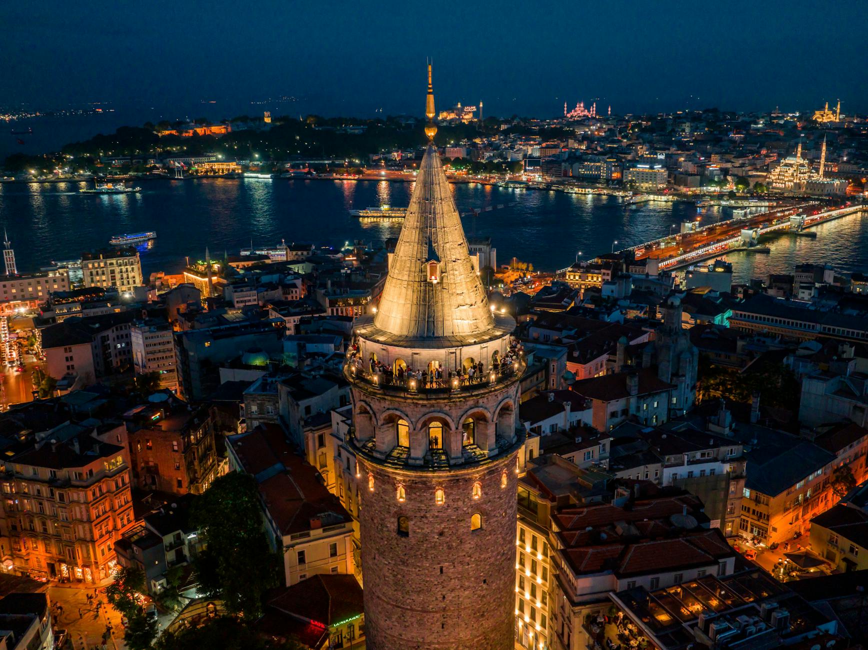 galata tower at night